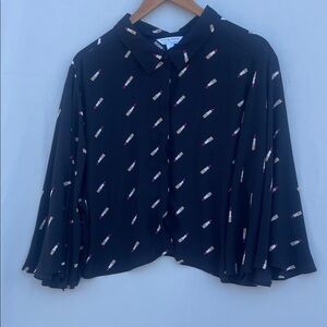 Ashley Nell Tipton for Boutique Women’s‎ Button Down size 3x black lipstick